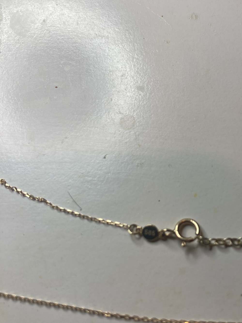 14k Gold Floating Pink Sapphire Stationary Trio Necklace - Picture 4 of 4